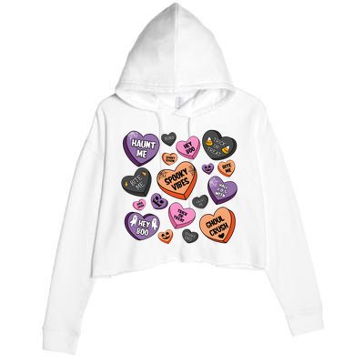 Candy Hearts Halloween Funny Halloween Holiday Season Crop Fleece Hoodie