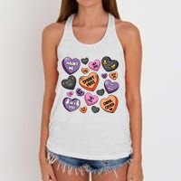 Candy Hearts Halloween Funny Halloween Holiday Season Women's Knotted Racerback Tank