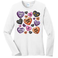 Candy Hearts Halloween Funny Halloween Holiday Season Ladies Long Sleeve Shirt