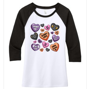 Candy Hearts Halloween Funny Halloween Holiday Season Women's Tri-Blend 3/4-Sleeve Raglan Shirt