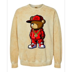 Cute Hip Hop Teddy Bear Colorblast Crewneck Sweatshirt