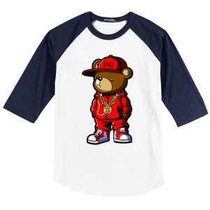 Cute Hip Hop Teddy Bear Baseball Sleeve Shirt