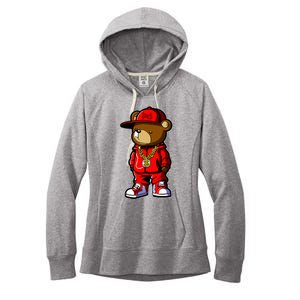 Cute Hip Hop Teddy Bear Women's Fleece Hoodie