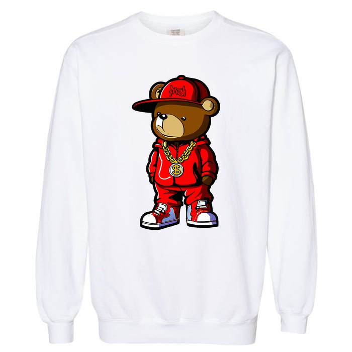 Cute Hip Hop Teddy Bear Garment-Dyed Sweatshirt