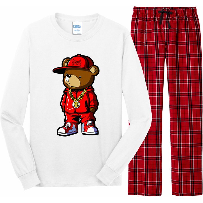 Cute Hip Hop Teddy Bear Long Sleeve Pajama Set