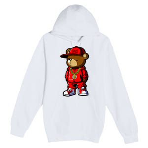 Cute Hip Hop Teddy Bear Premium Pullover Hoodie