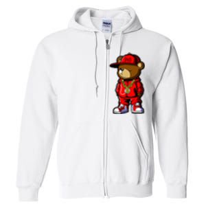 Cute Hip Hop Teddy Bear Full Zip Hoodie