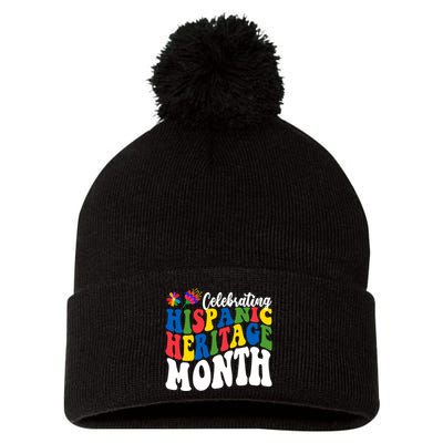 Celebrating Hispanic Heritage Month Colorful Pom Pom 12in Knit Beanie