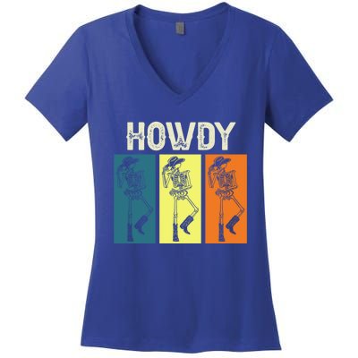 Cow Howdy Horse Rider Western Cool Derby Horse Racing Gift Women's V-Neck T-Shirt