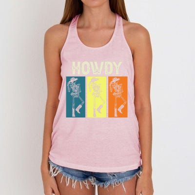 Cow Howdy Horse Rider Western Cool Derby Horse Racing Gift Women's Knotted Racerback Tank