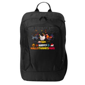 Chicken Halloween Happy Hallothanksmas Autumn Thanksgiving City Backpack