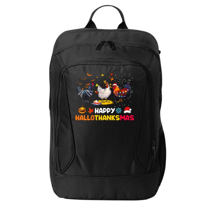 Chicken Halloween Happy Hallothanksmas Autumn Thanksgiving City Backpack