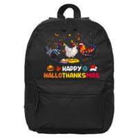 Chicken Halloween Happy Hallothanksmas Autumn Thanksgiving 16 in Basic Backpack