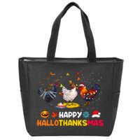 Chicken Halloween Happy Hallothanksmas Autumn Thanksgiving Zip Tote Bag