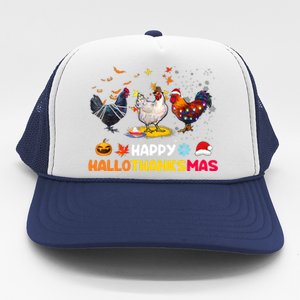 Chicken Halloween Happy Hallothanksmas Autumn Thanksgiving Trucker Hat