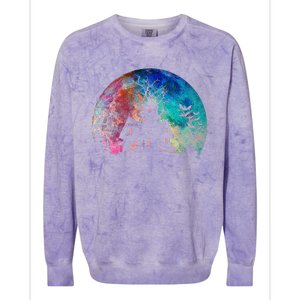 Creepy Haunted House & Spooky Watercolor Full Moon Halloween Colorblast Crewneck Sweatshirt