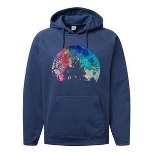 Creepy Haunted House & Spooky Watercolor Full Moon Halloween Performance Fleece Hoodie