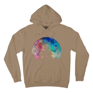 Creepy Haunted House & Spooky Watercolor Full Moon Halloween Hoodie