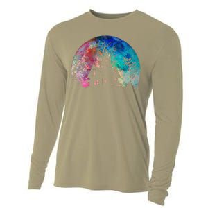 Creepy Haunted House & Spooky Watercolor Full Moon Halloween Cooling Performance Long Sleeve Crew