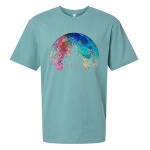 Creepy Haunted House & Spooky Watercolor Full Moon Halloween Sueded Cloud Jersey T-Shirt