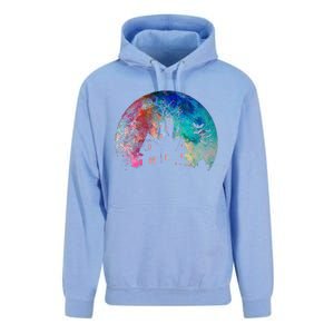 Creepy Haunted House & Spooky Watercolor Full Moon Halloween Unisex Surf Hoodie