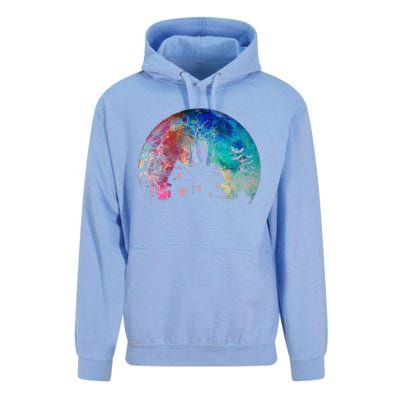 Creepy Haunted House & Spooky Watercolor Full Moon Halloween Unisex Surf Hoodie