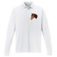 Cute Horse Head Performance Long Sleeve Polo