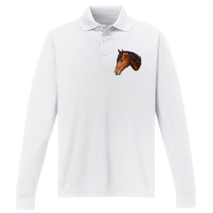 Cute Horse Head Performance Long Sleeve Polo