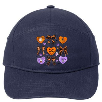 Candy Hearts Halloween Pumpkin Spooky 7-Panel Snapback Hat