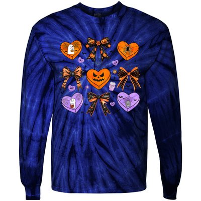 Candy Hearts Halloween Pumpkin Spooky Tie-Dye Long Sleeve Shirt