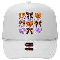 Candy Hearts Halloween Pumpkin Spooky High Crown Mesh Back Trucker Hat