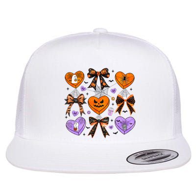 Candy Hearts Halloween Pumpkin Spooky Flat Bill Trucker Hat