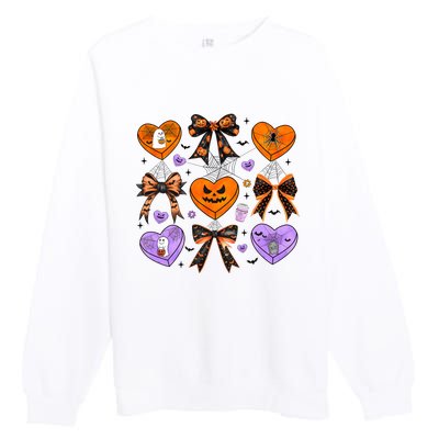 Candy Hearts Halloween Pumpkin Spooky Premium Crewneck Sweatshirt