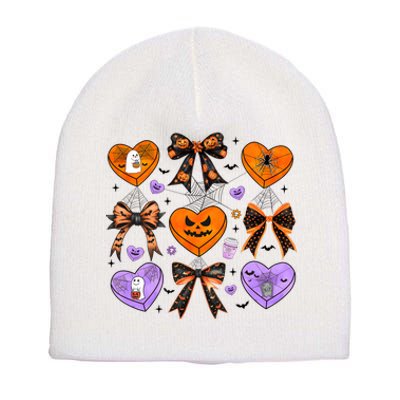 Candy Hearts Halloween Pumpkin Spooky Short Acrylic Beanie