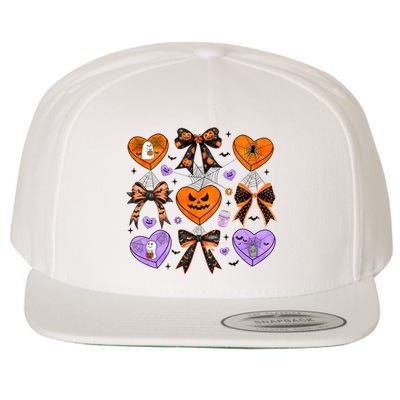 Candy Hearts Halloween Pumpkin Spooky Wool Snapback Cap