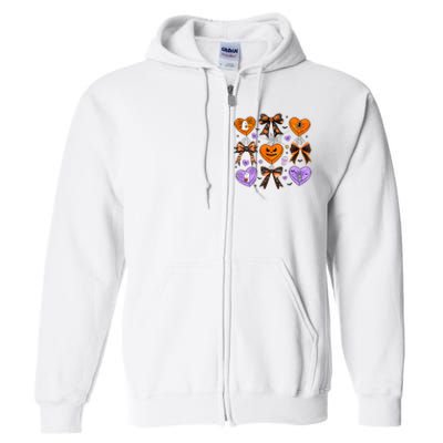 Candy Hearts Halloween Pumpkin Spooky Full Zip Hoodie