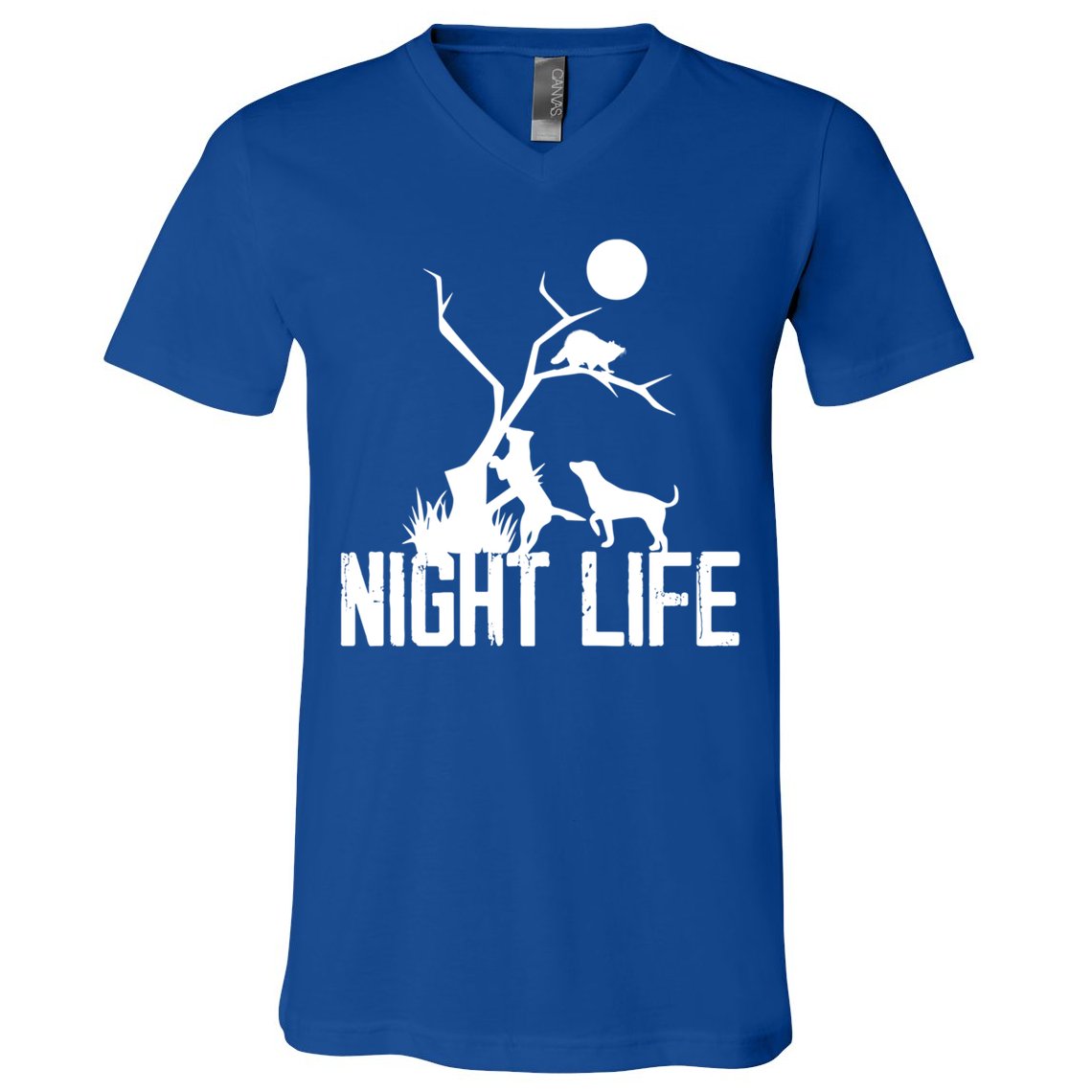 Coon Hound Hunting Night Life Hunting Dog Coon Hunting Gift V-Neck T-Shirt