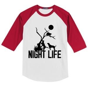 Coon Hound Hunting Night Life Hunting Dog Coon Hunting Gift Kids Colorblock Raglan Jersey