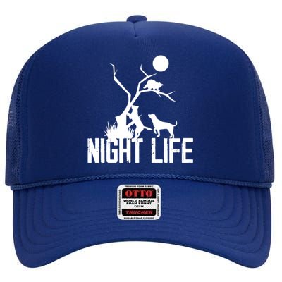 Coon Hound Hunting Night Life Hunting Dog Coon Hunting Gift High Crown Mesh Back Trucker Hat