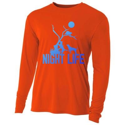 Coon Hound Hunting Night Life Hunting Dog Coon Hunting Gift Cooling Performance Long Sleeve Crew