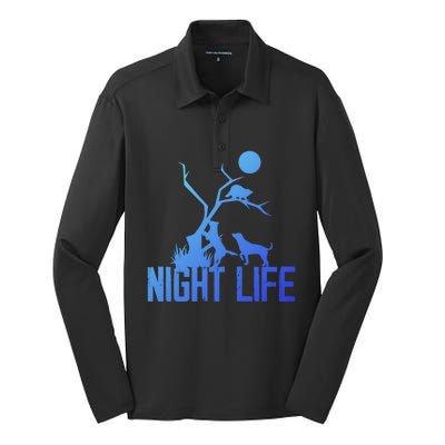 Coon Hound Hunting Night Life Hunting Dog Coon Hunting Gift Silk Touch Performance Long Sleeve Polo