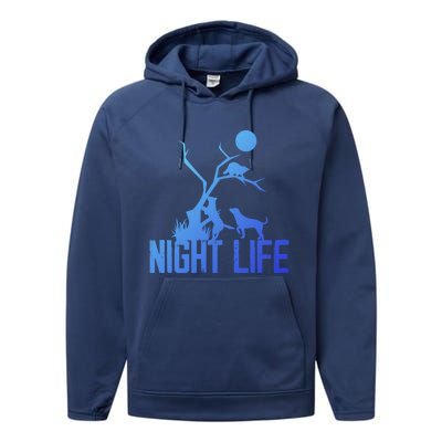 Coon Hound Hunting Night Life Hunting Dog Coon Hunting Gift Performance Fleece Hoodie