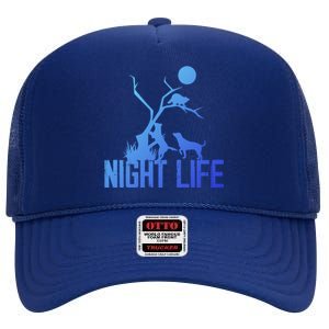 Coon Hound Hunting Night Life Hunting Dog Coon Hunting Gift High Crown Mesh Back Trucker Hat