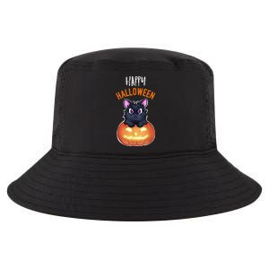 Cool Happy Halloween Cat And Jack O Lantern Cool Comfort Performance Bucket Hat