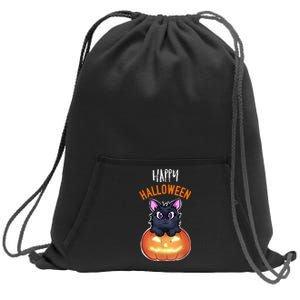 Cool Happy Halloween Cat And Jack O Lantern Sweatshirt Cinch Pack Bag