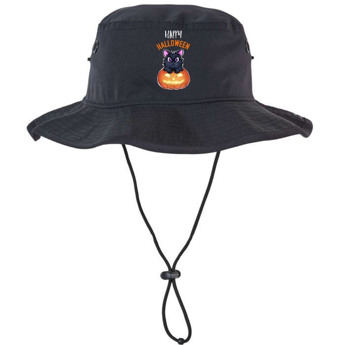 Cool Happy Halloween Cat And Jack O Lantern Legacy Cool Fit Booney Bucket Hat