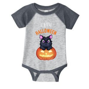 Cool Happy Halloween Cat And Jack O Lantern Infant Baby Jersey Bodysuit