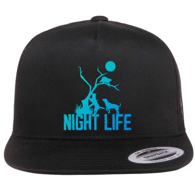 Coon Hound Hunting Night Life Hunting Dog Coon Hunting Gift Flat Bill Trucker Hat