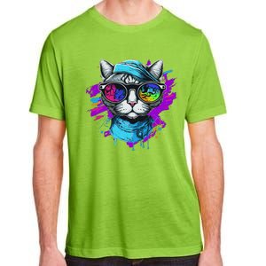 Cool Hipster Hip Cat With Shades Scarf And Hat Adult ChromaSoft Performance T-Shirt