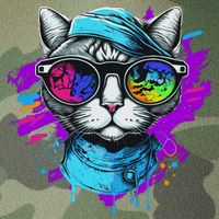Cool Hipster Hip Cat With Shades Scarf And Hat Legacy Tie Dye Trucker Hat